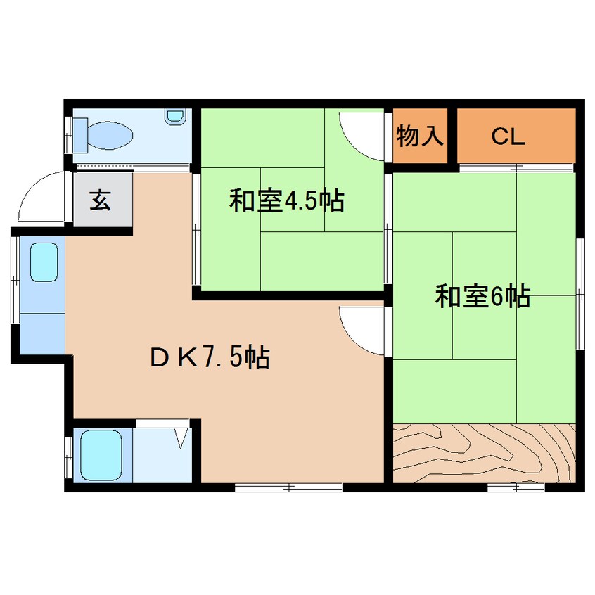 間取図 近鉄難波線・奈良線/近鉄奈良駅 徒歩13分 1階 築52年