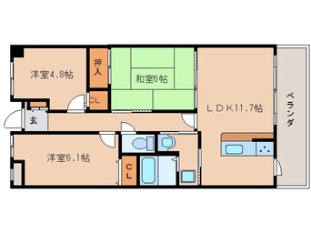 間取図 大和路線・関西本線/奈良駅 徒歩9分 4階 築29年