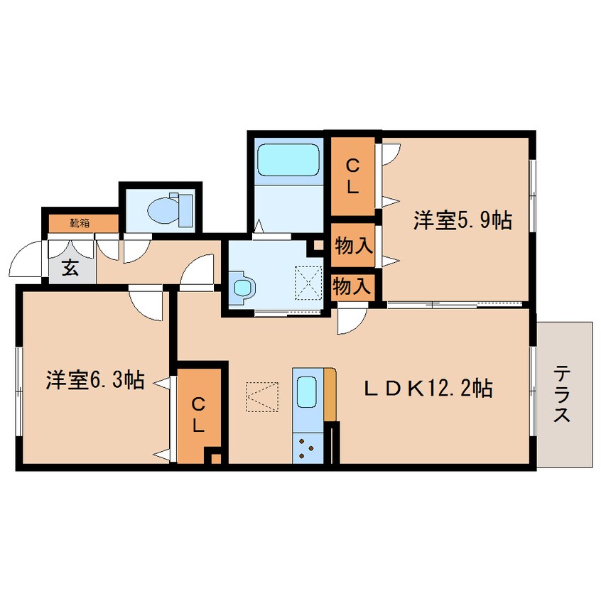 間取図 近鉄難波線・奈良線/近鉄奈良駅 バス9分南方町下車:停歩4分 1階 築8年