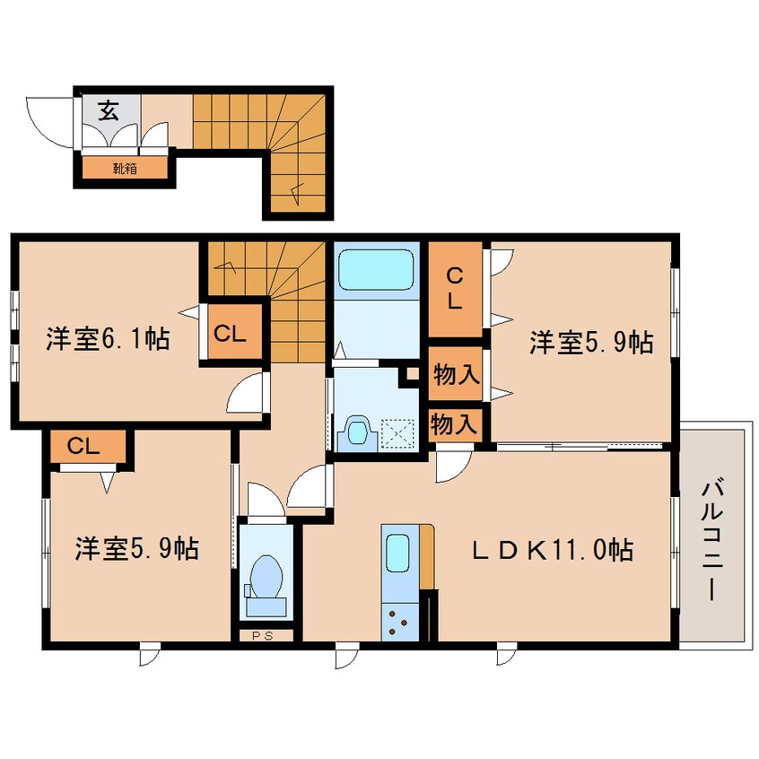 間取図 近鉄難波線・奈良線/近鉄奈良駅 バス9分南方町下車:停歩4分 2階 築8年