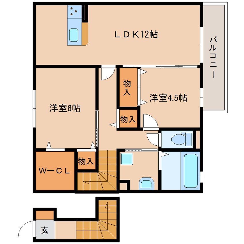 間取図 大和路線・関西本線/奈良駅 徒歩9分 2階 築9年