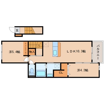 間取図 奈良線/平城山駅 徒歩5分 2階 築9年