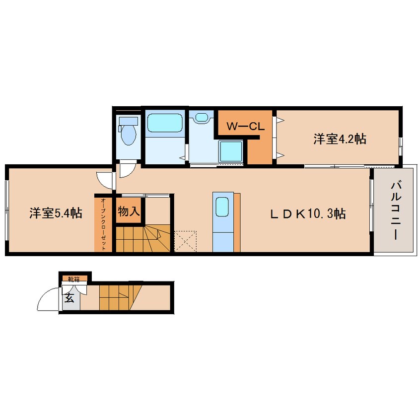 間取図 奈良線/平城山駅 徒歩5分 2階 築7年