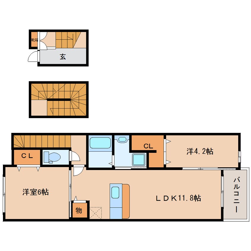 間取図 奈良線/平城山駅 徒歩5分 3階 築7年