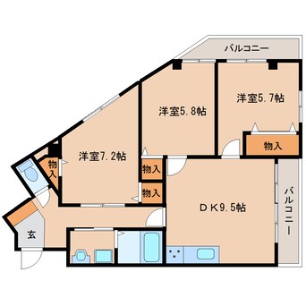 間取図 大和路線・関西本線/加茂駅 徒歩2分 2階 築21年