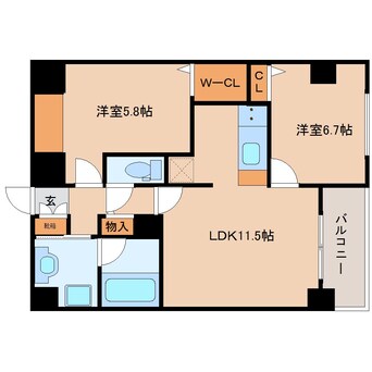 間取図 奈良線/奈良駅 徒歩7分 2階 築6年