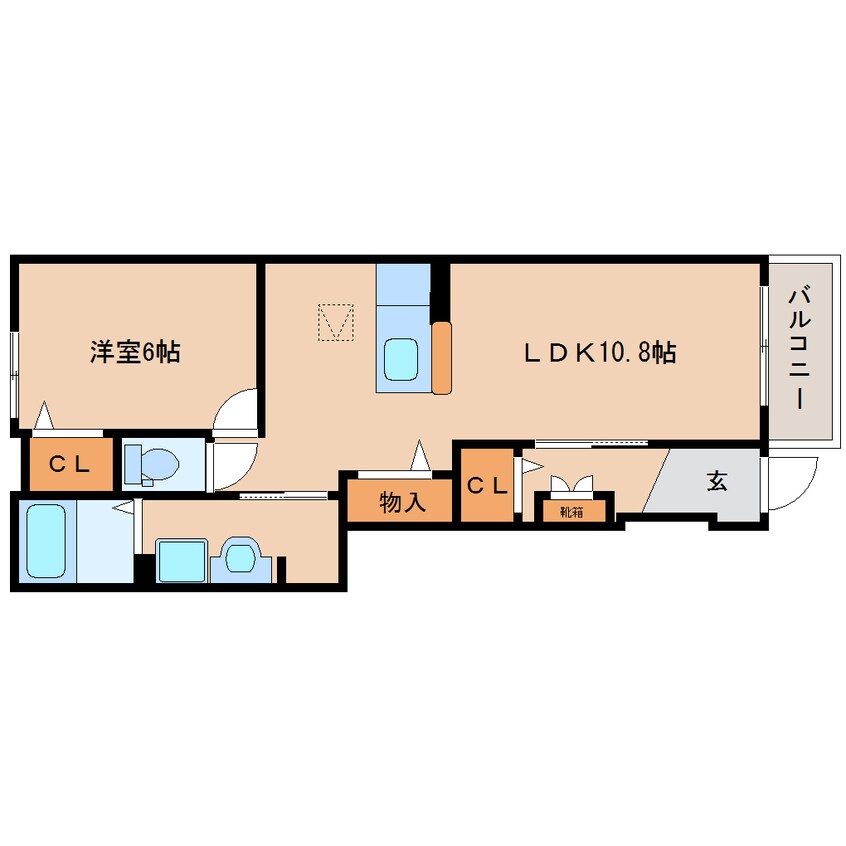 間取図 桜井線<万葉まほろば線>/京終駅 徒歩11分 1階 築6年