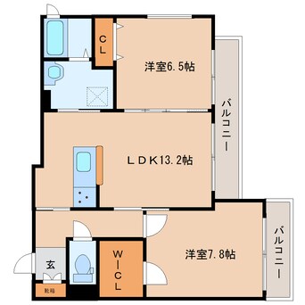 間取図 奈良線/奈良駅 徒歩5分 2階 築6年