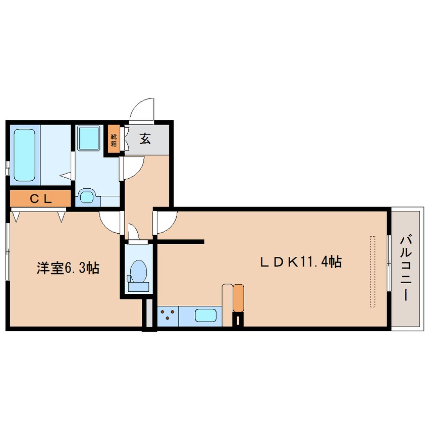 間取図 近鉄難波線・奈良線/近鉄奈良駅 バス20分西九条下車:停歩1分 3階 築5年