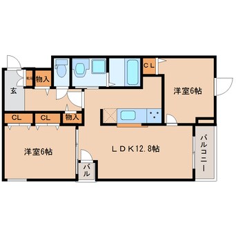 間取図 桜井線<万葉まほろば線>/京終駅 徒歩18分 4階 築5年