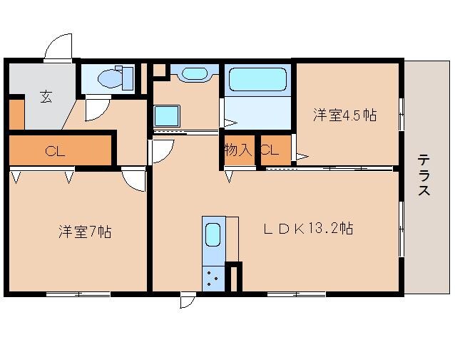 間取り図 近鉄難波線・奈良線/新大宮駅 徒歩12分 2階 築6年