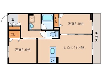 間取図 近鉄難波線・奈良線/新大宮駅 徒歩6分 1階 築3年