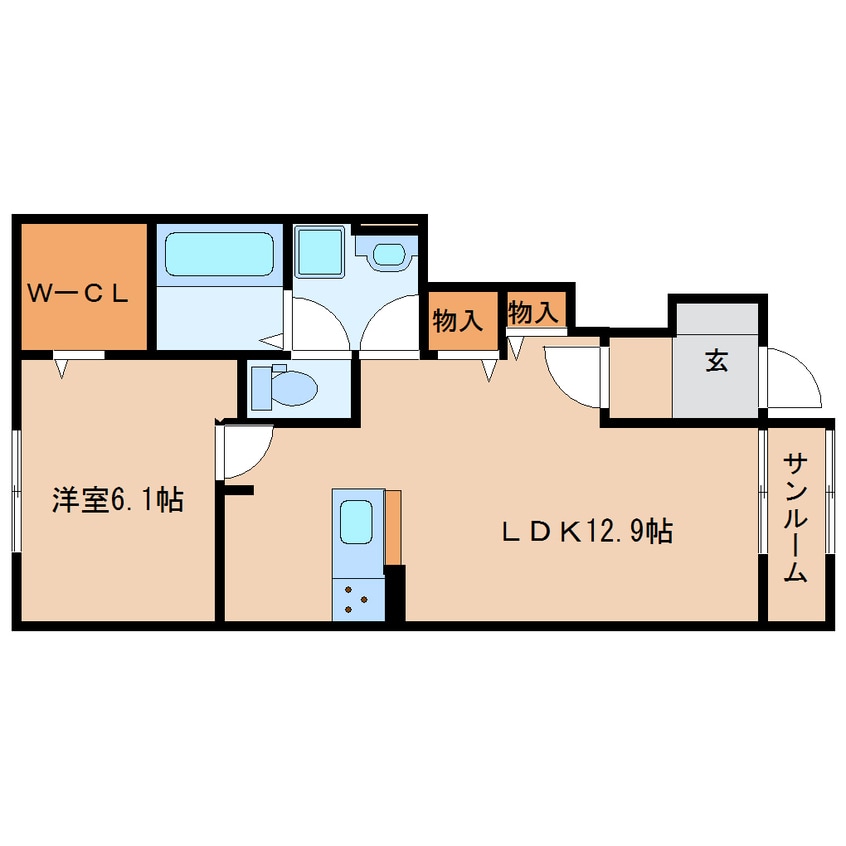 間取図 奈良線/棚倉駅 徒歩17分 1階 築4年