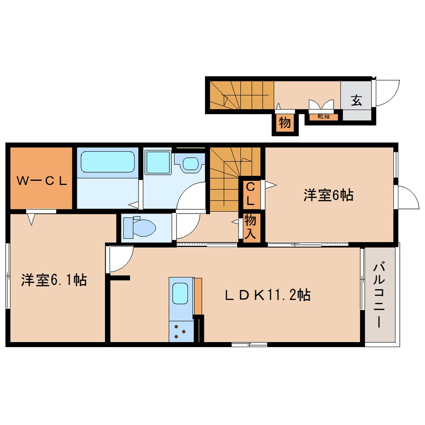 間取図 奈良線/棚倉駅 徒歩17分 2階 築3年