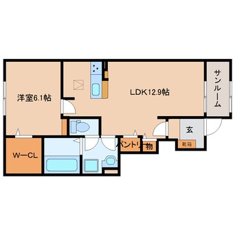 間取図 大和路線・関西本線/加茂駅 徒歩8分 1階 築2年