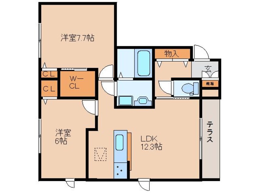 間取図 学研都市線<片町線>・JR東西線/西木津駅 徒歩10分 1階 築9年