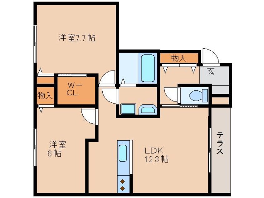 間取図 学研都市線<片町線>・JR東西線/西木津駅 徒歩10分 1階 築9年