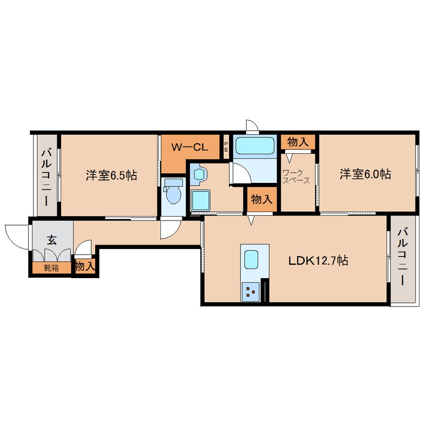 間取図 近鉄難波線・奈良線/新大宮駅 徒歩7分 3階 築2年