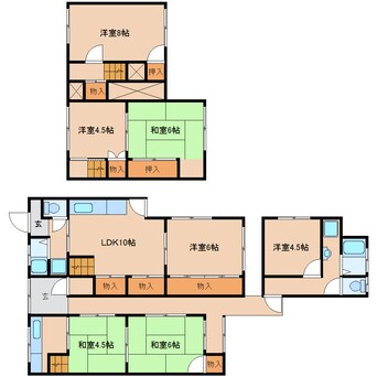 間取図 奈良線/奈良駅 徒歩10分 1-2階 築103年