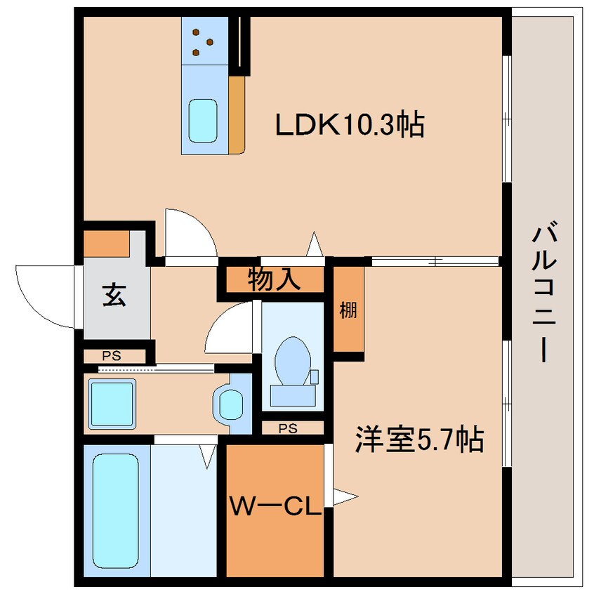 間取図 近鉄難波線・奈良線/新大宮駅 徒歩9分 2階 築2年