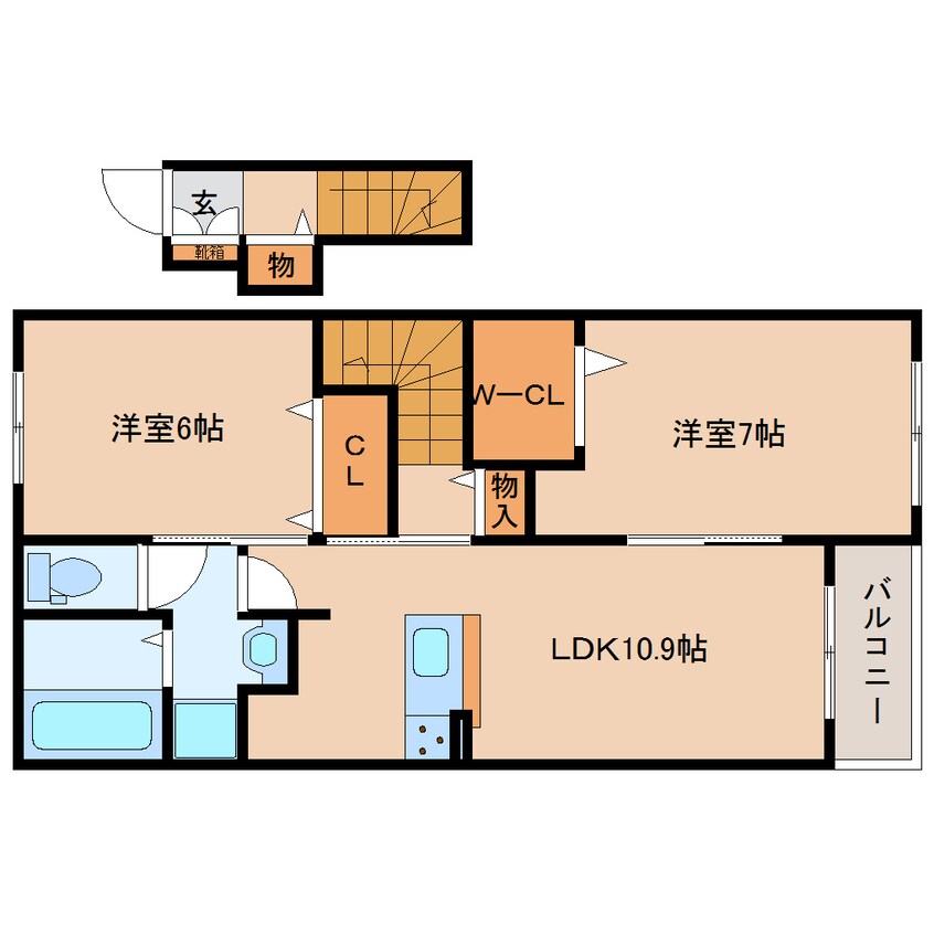 間取図 大和路線・関西本線/奈良駅 バス11分永井町下車:停歩6分 2階 築3年