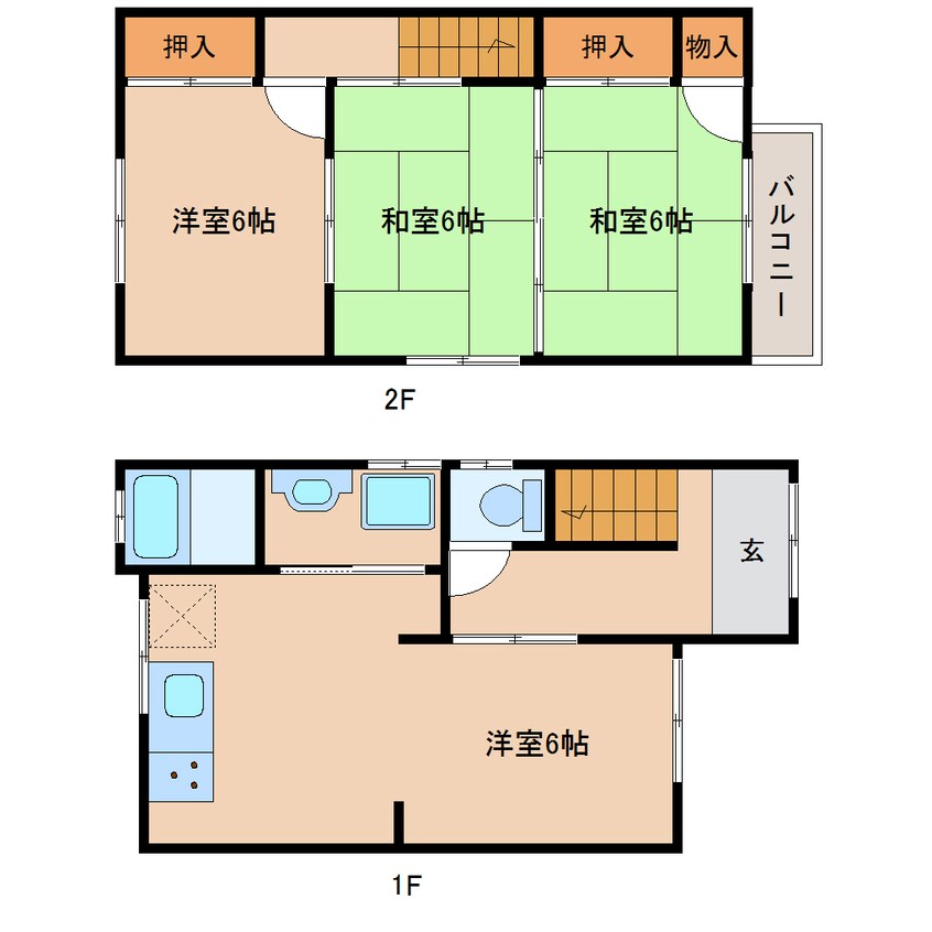 間取図 桜井線<万葉まほろば線>/京終駅 徒歩11分 1階 築36年