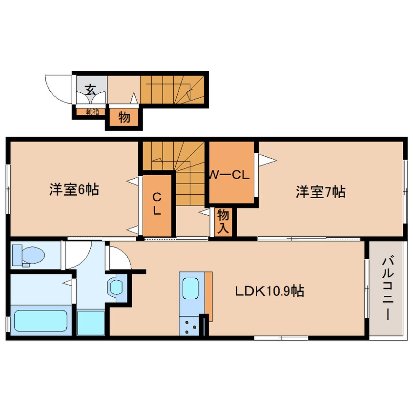 間取図 大和路線・関西本線/木津駅 バス5分市坂下車:停歩2分 2階 築1年