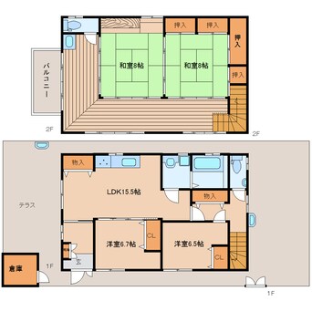 間取図 近鉄難波線・奈良線/近鉄奈良駅 徒歩13分 1-2階 築53年