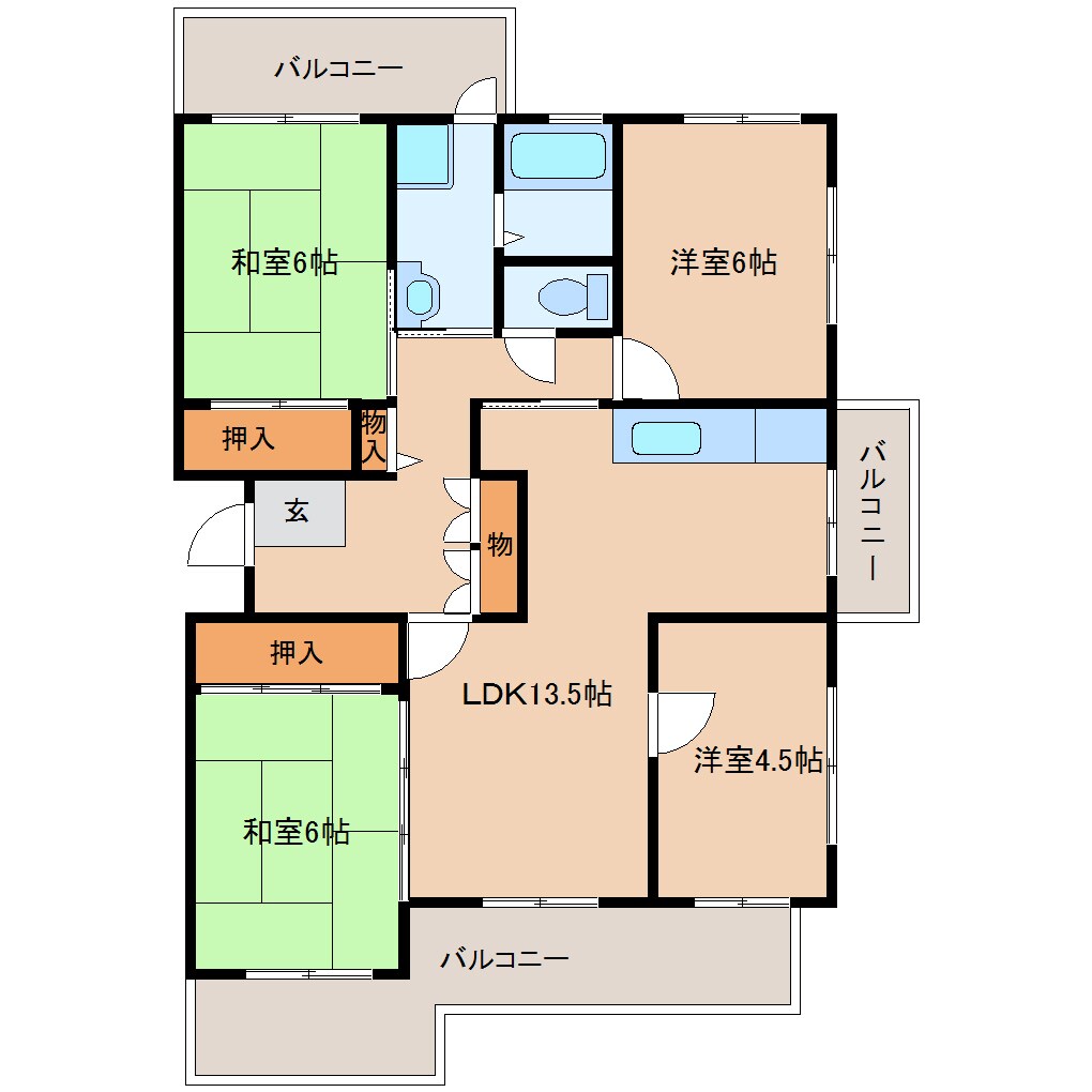 間取り図 近鉄難波線・奈良線/近鉄奈良駅 バス10分青山4丁目下車:停歩2分 2階 築35年