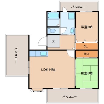 間取図 近鉄難波線・奈良線/近鉄奈良駅 バス10分青山4丁目下車:停歩2分 5階 築35年