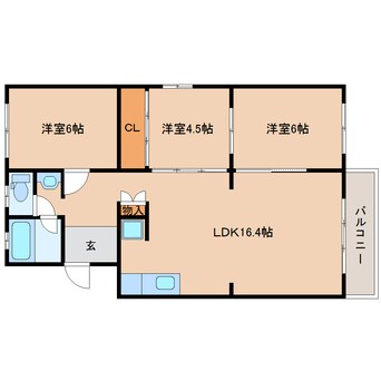 間取図 大和路線・関西本線/奈良駅 バス10分紀寺住宅下車:停歩4分 5階 築48年