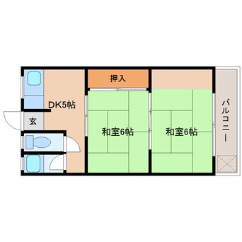 間取図 桜井線<万葉まほろば線>/京終駅 徒歩4分 3階 築48年