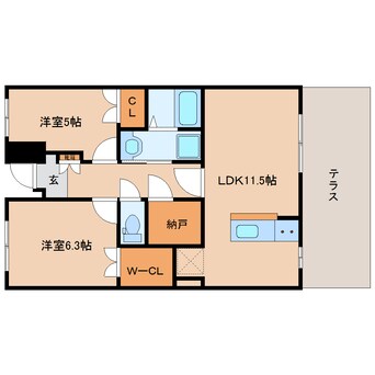 間取図 大和路線・関西本線/木津駅 バス9分州見台7丁目東下車:停歩5分 1階 築25年