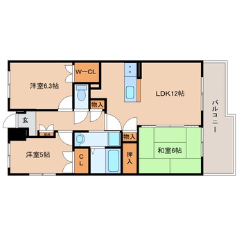 間取図 大和路線・関西本線/木津駅 バス9分州見台7丁目東下車:停歩5分 2階 築25年