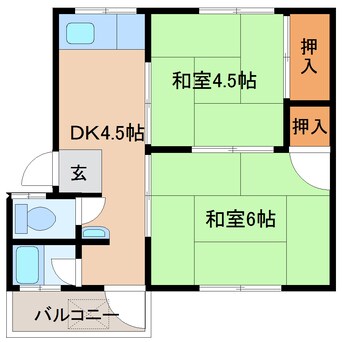 間取図 大和路線・関西本線/加茂駅 徒歩2分 2階 築48年