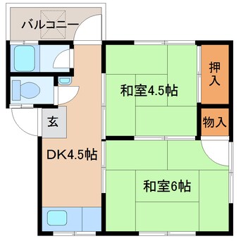 間取図 大和路線・関西本線/加茂駅 徒歩2分 2階 築48年