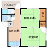 大和路線・関西本線/加茂駅 徒歩2分 2階 築48年 2DKの間取り