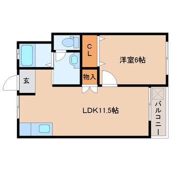 間取図 近鉄難波線・奈良線/近鉄奈良駅 徒歩10分 3階 築50年