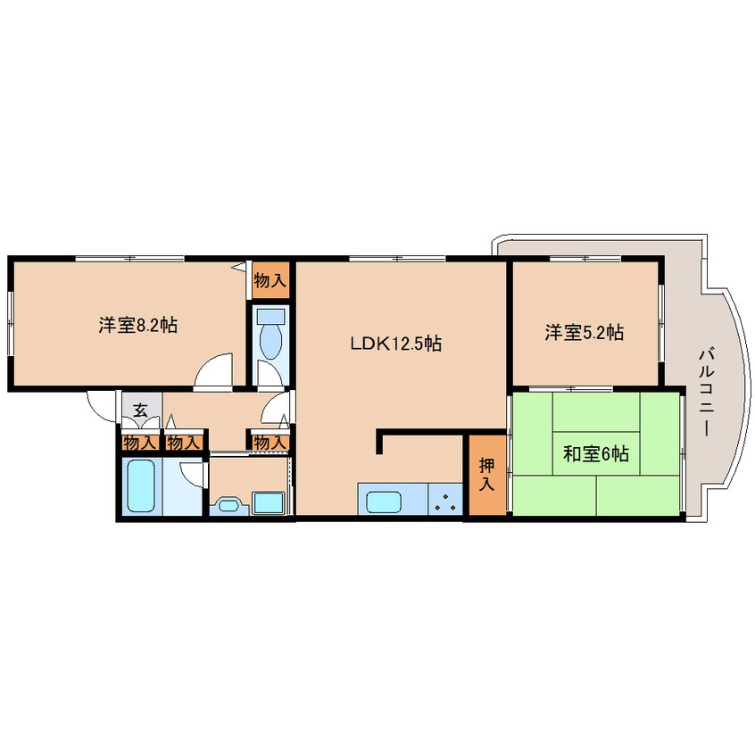 間取図 近鉄難波線・奈良線/新大宮駅 徒歩11分 3階 築34年