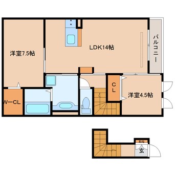 間取図 近鉄難波線・奈良線/近鉄奈良駅 バス19分都跡小学校下車:停歩4分 2階 築9年