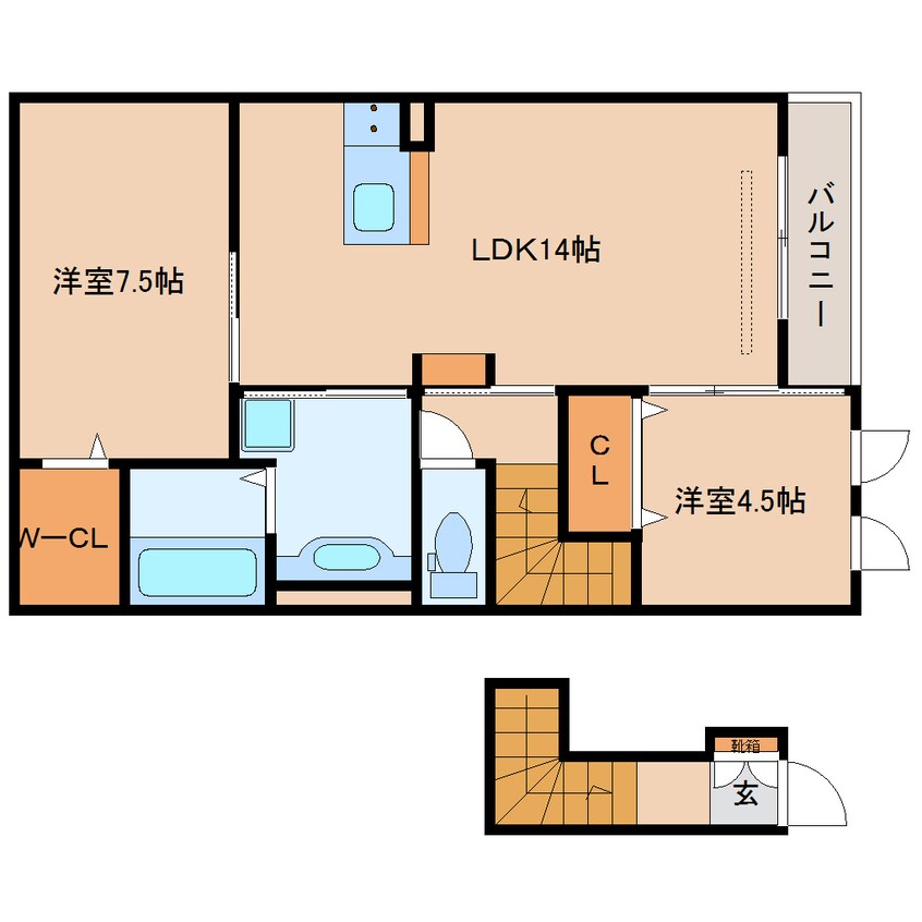 間取図 近鉄難波線・奈良線/近鉄奈良駅 バス19分都跡小学校下車:停歩4分 2階 築9年