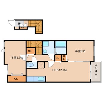 間取図 学研都市線<片町線>・JR東西線/西木津駅 徒歩5分 2階 築10年