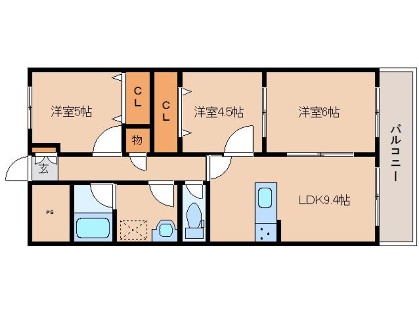 間取図 桜井線<万葉まほろば線>/京終駅 徒歩17分 3階 建築中