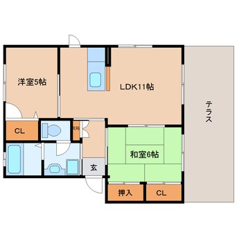 間取図 近鉄難波線・奈良線/近鉄奈良駅 バス15分三条大路4丁目下車:停歩9分 1階 築23年