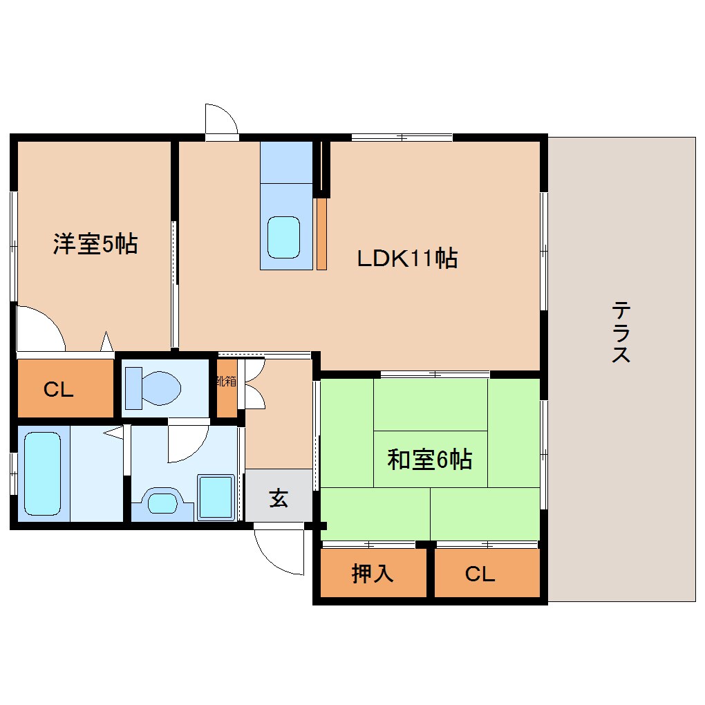 間取り図 近鉄難波線・奈良線/近鉄奈良駅 バス15分三条大路4丁目下車:停歩9分 1階 築23年