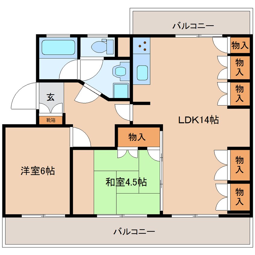 間取図 大和路線・関西本線/奈良駅 徒歩15分 5階 築45年