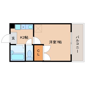 間取図 近鉄難波線・奈良線/近鉄奈良駅 徒歩26分 2階 築26年