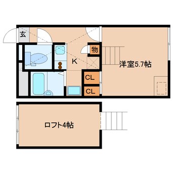 間取図 近鉄難波線・奈良線/近鉄奈良駅 バス16分神殿下車:停歩7分 2階 築19年