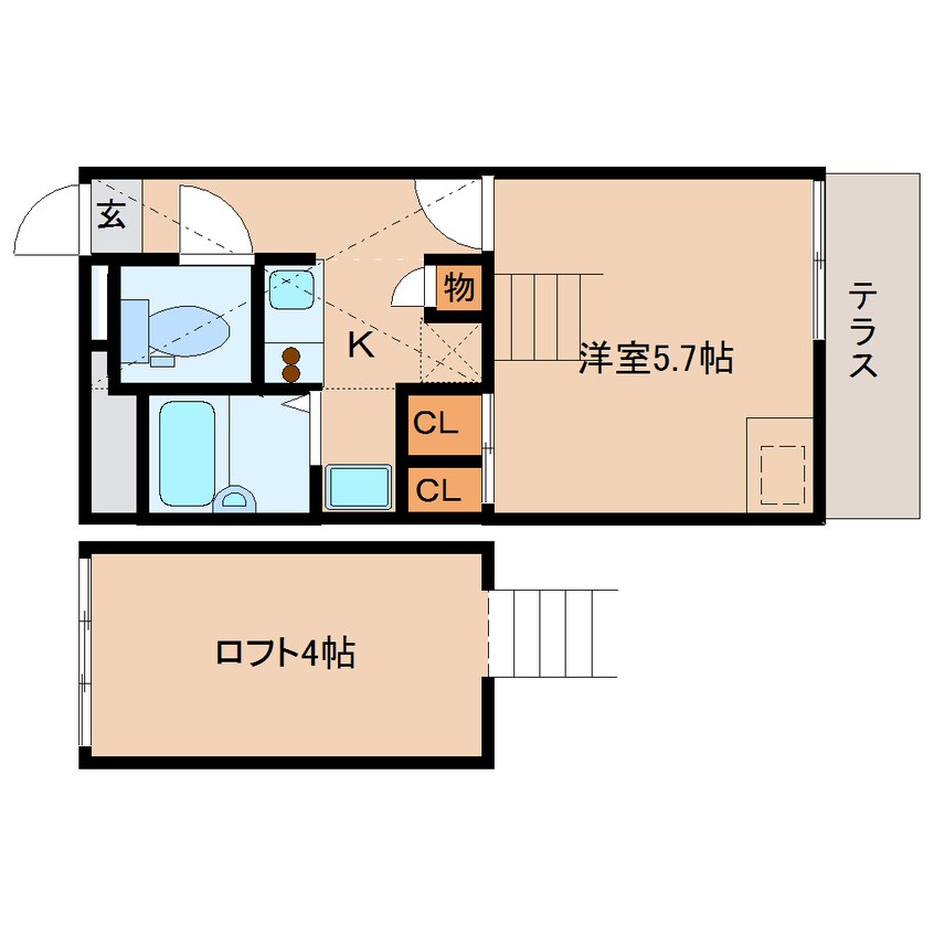 間取図 近鉄難波線・奈良線/近鉄奈良駅 バス16分神殿下車:停歩7分 1階 築19年