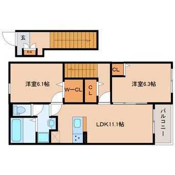 間取図 近鉄難波線・奈良線/近鉄奈良駅 バス10分萩が丘下車:停歩1分 2階 建築中